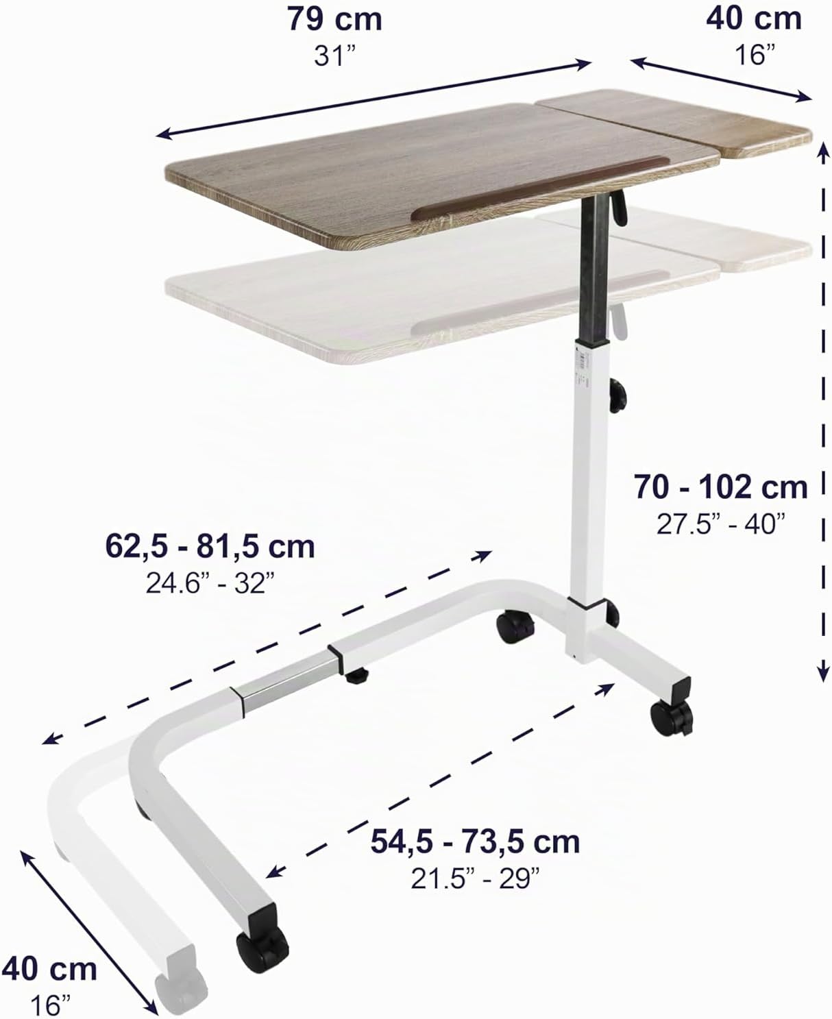 Table de lit médicale KMINA — Repas lecture au lit réglable