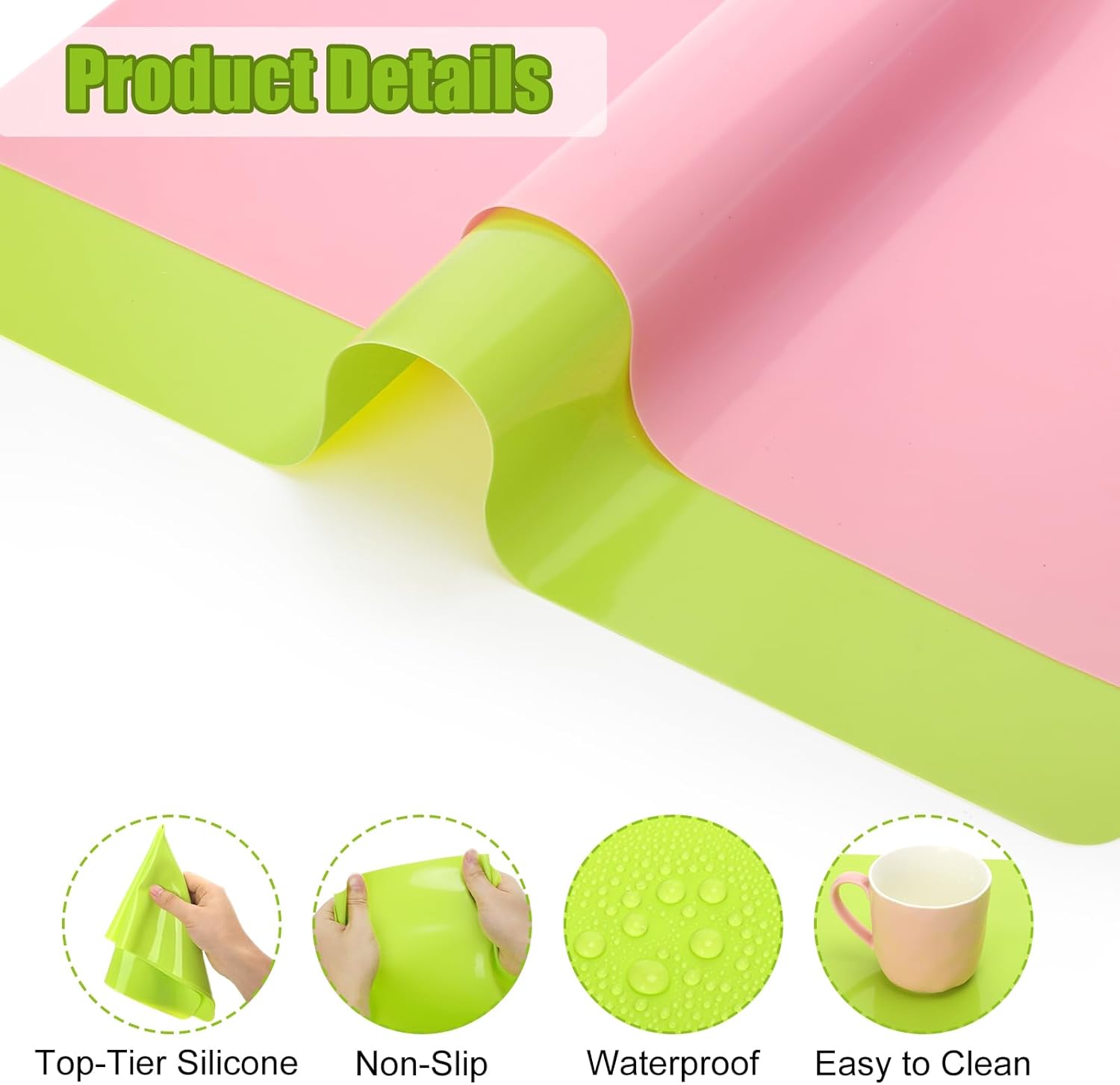 Lot de 4 tapis en silicone polyvalents antidérapants — Protection plan de travail séniors