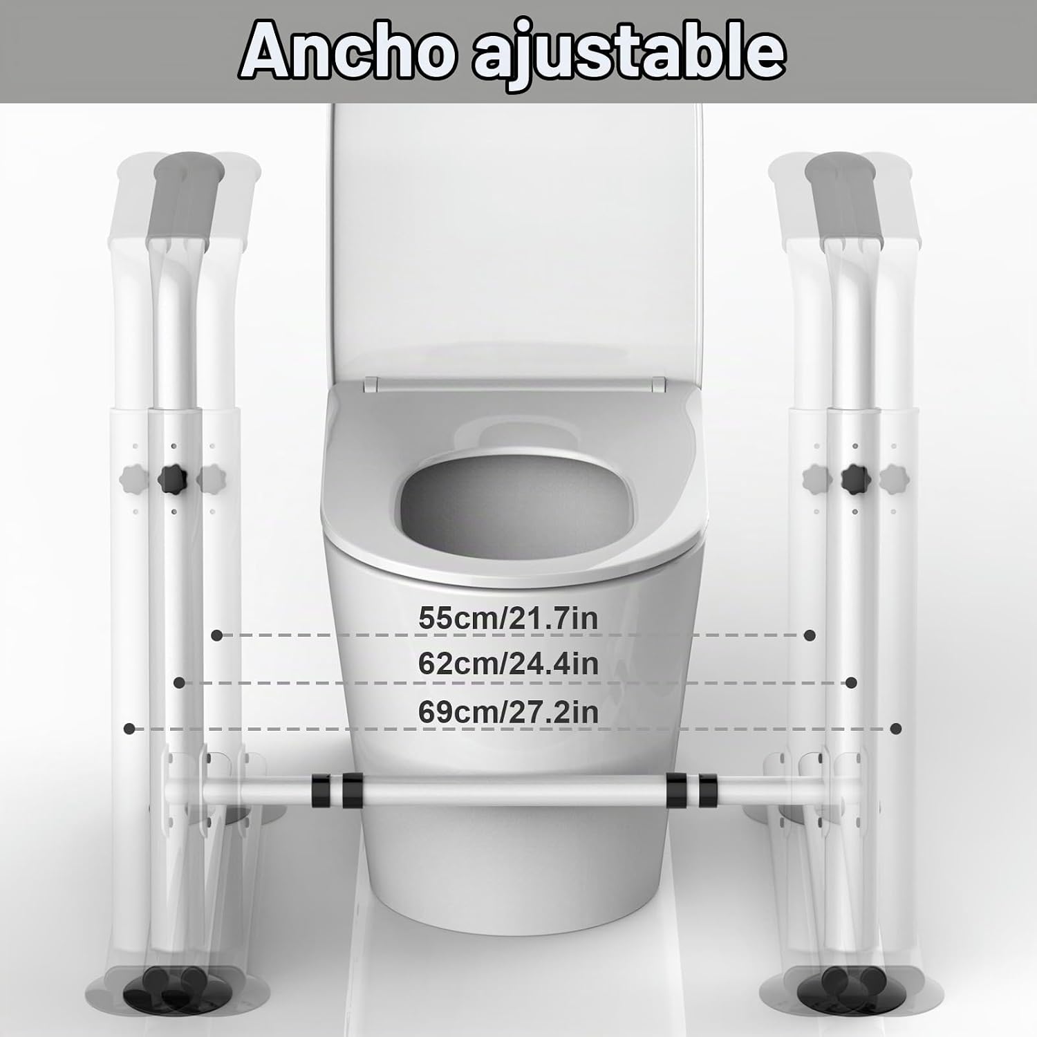 Cadre de toilette reglable sans perçage — Aide au lever securisee pour seniors