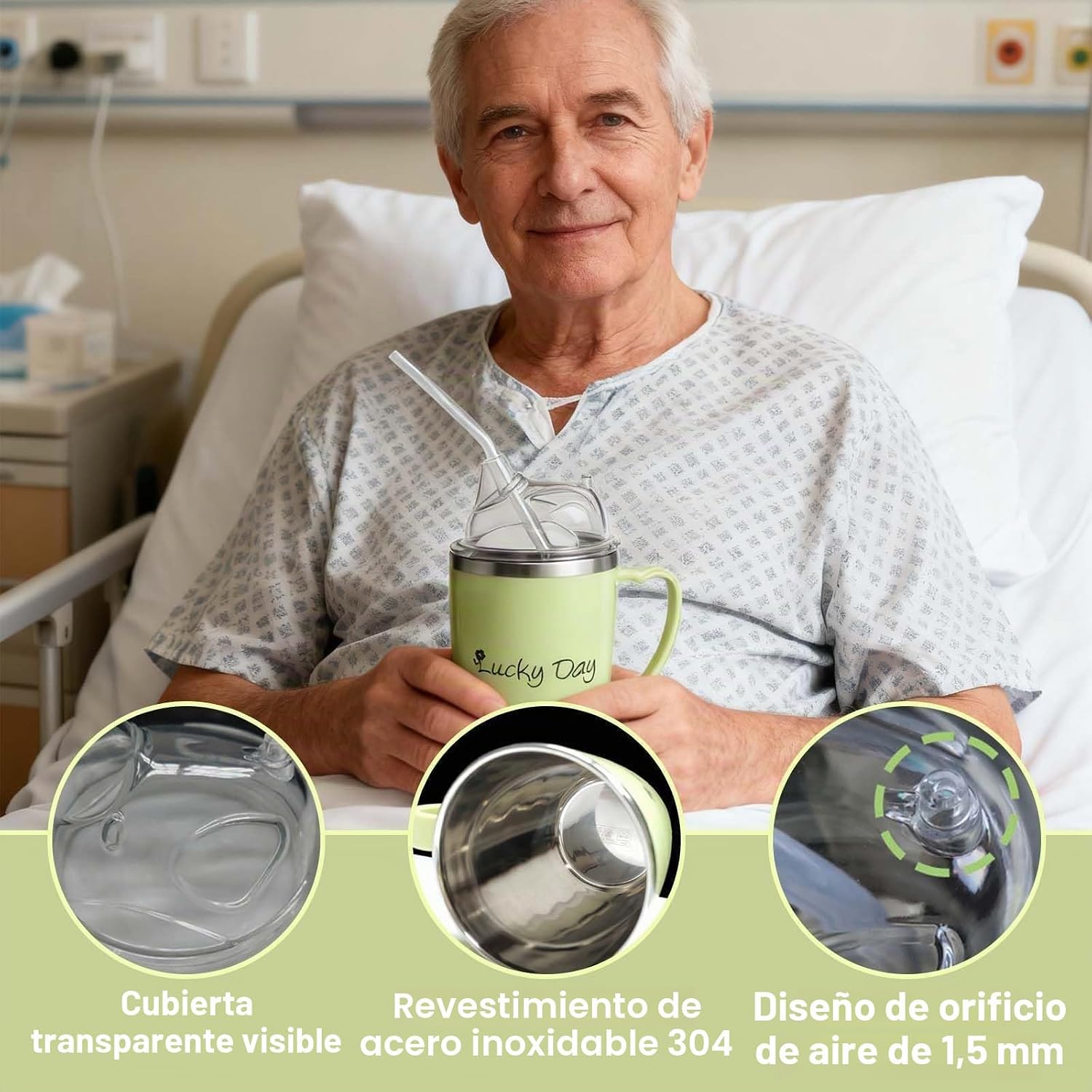 Verre 3 en 1 adapte avec paille et bec verseur — Solution anti-fuite pour seniors, Parkinson et troubles de la deglutition