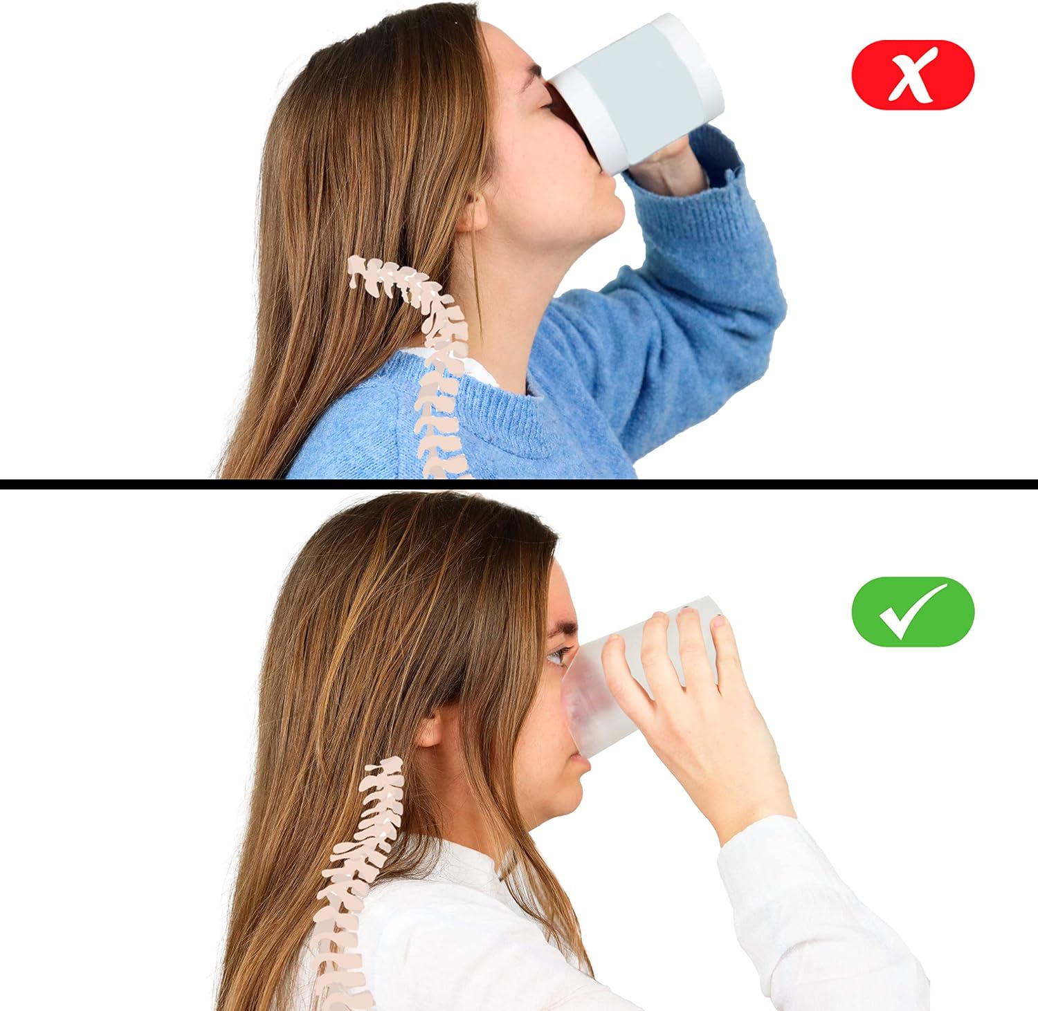 Verre à découpe nasale ergonomique — Boire sans pencher la tête, solution anti-fausse route